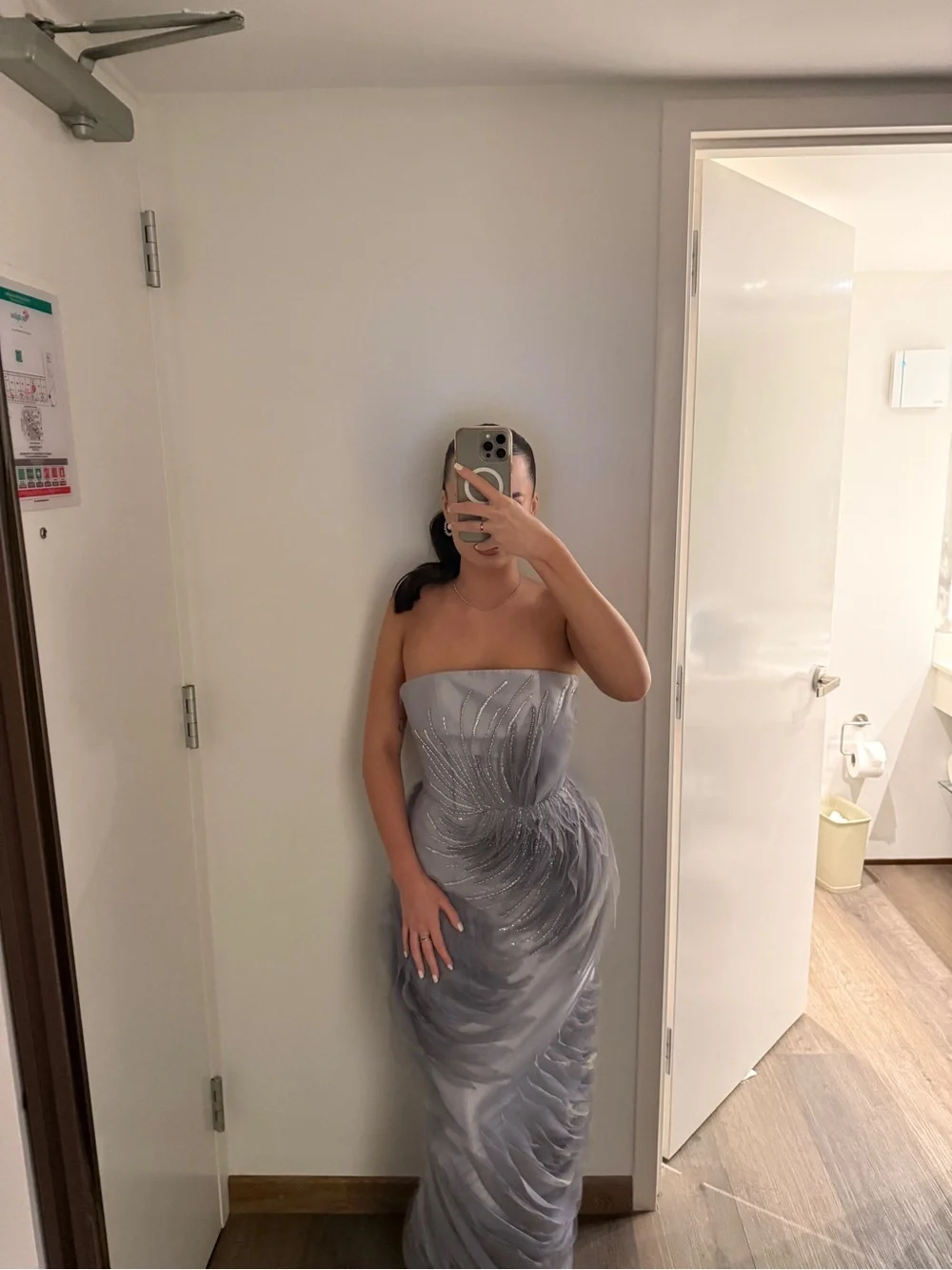 Strapless Silver Evening Gown - Picture 5 of 6